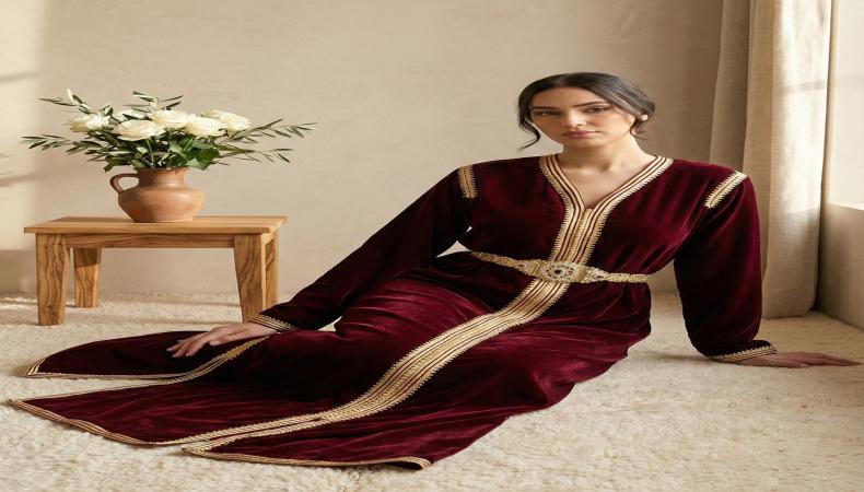 Emerald Green Dress Velvet Caftan | Royal Burgundy Velvet Robe | Wine Red Caftan Dress | Black Modest Wedding Guest | Winter Wedding Abaya